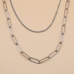 Dainty gold layered paperclip and curb chain necklace
