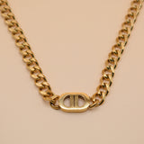 Hypoallergenic gold chain bracelet style necklace with curb links