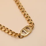 Hypoallergenic gold chain bracelet style necklace with curb links