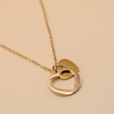 Gold heart necklace with adjustable 18K stainless steel chain