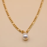 Gold plated pearl pendant necklace with dainty 17-inch chain