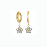 18K Gold Plated Steel Flowers Dangling Earrings