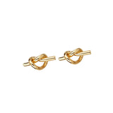 18K Gold Plated Steel Knots Stud Earrings