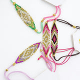 Classic Style Geometric Glass Woven Chain String Bracelet