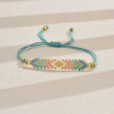 Classic Style Geometric Glass Woven Chain String Bracelet