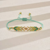 Classic Style Geometric Glass Woven Chain String Bracelet