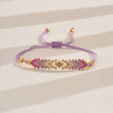 Classic Style Geometric Glass Woven Chain String Bracelet