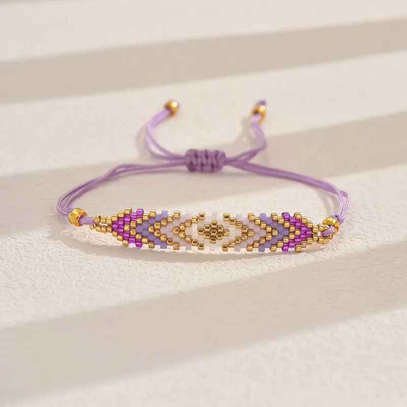 Classic Style Geometric Glass Woven Chain String Bracelet