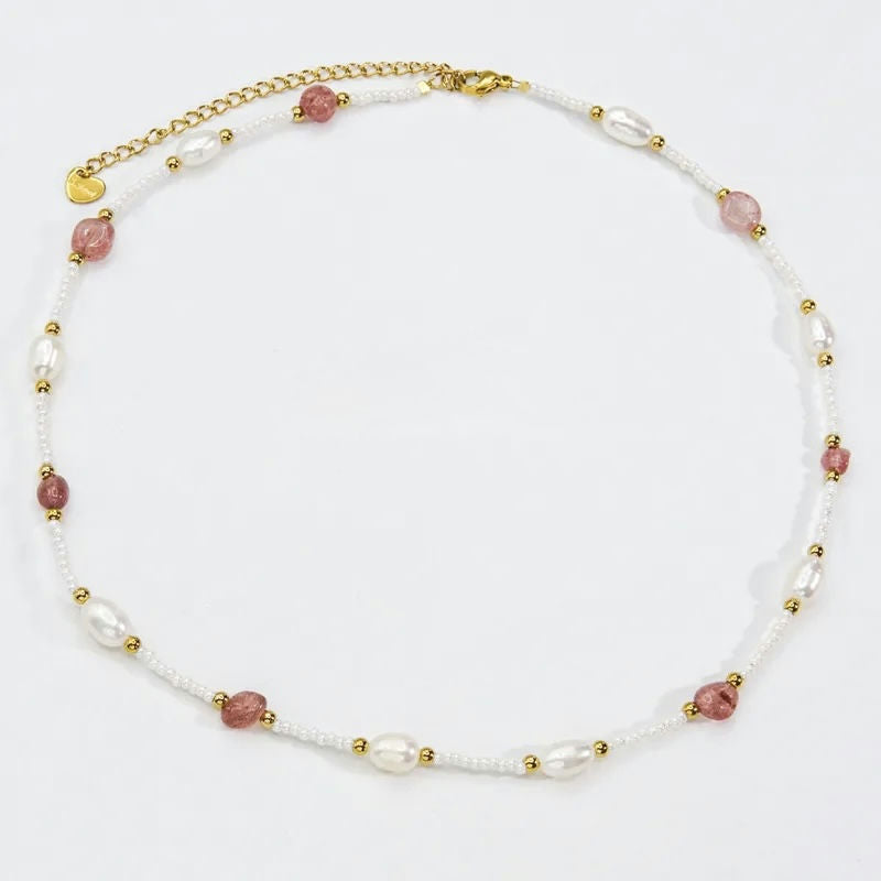 Round Stainless-Steel and Freshwater Pearl Beaded Plating Necklace