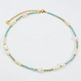 Round Stainless-Steel and Freshwater Pearl Beaded Plating Necklace