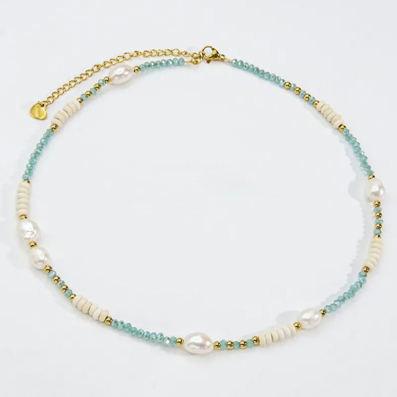 Round Stainless-Steel and Freshwater Pearl Beaded Plating Necklace